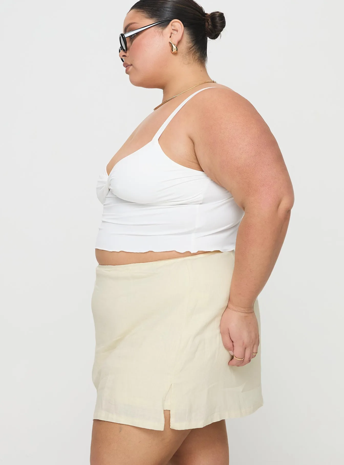 Gigi Skort Linen Cream Curve Lightwear Look Wrap Front
