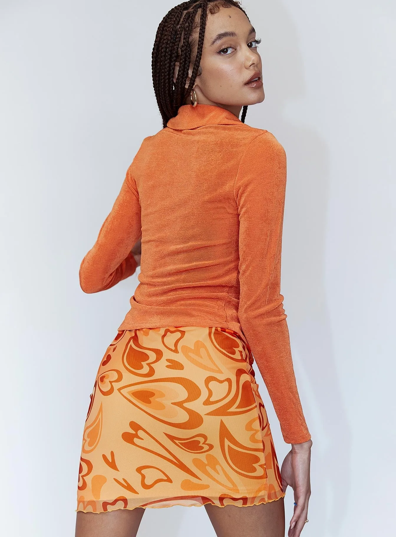 Theordore Mini Skirt Orange Matte Texture