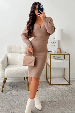 Sea Scent Said My Piece Sweater Knit Midi Dress (Mocha)
