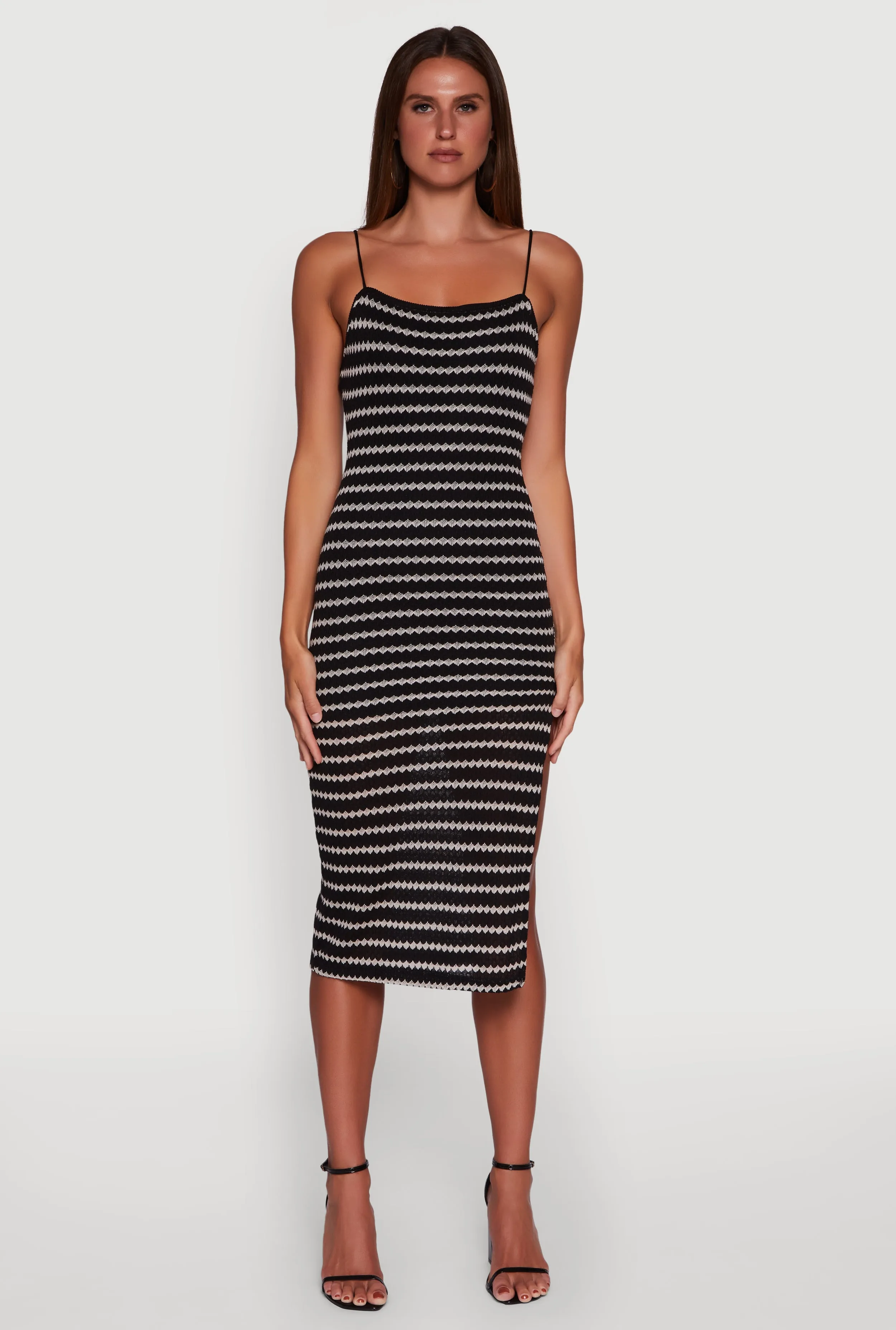 Host Smile Drizzle Sky Striped Open Tie Back Side Slit Bodycon Dress