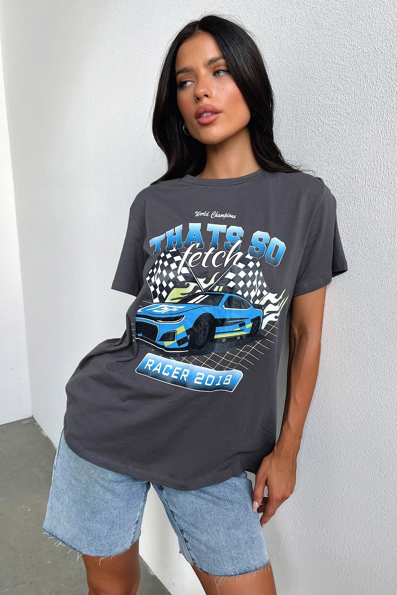 Ethically Sourced Materials High Density Weave Homestretch Oversized Tee - Charcoal