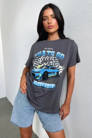 Homestretch Oversized Tee - Charcoal Comfy Fit
