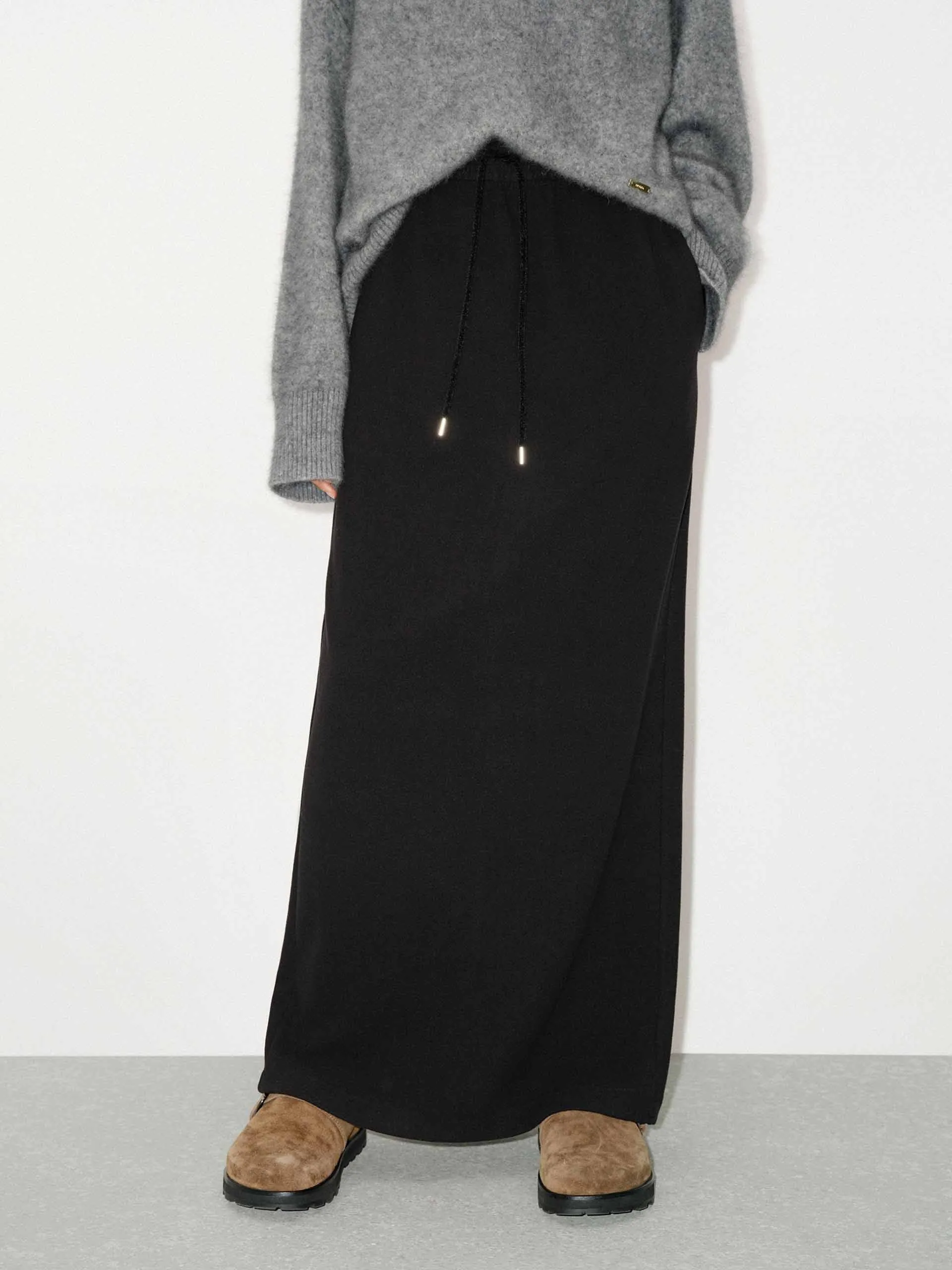 Modern Combo Drawstring Straight Maxi Skirt