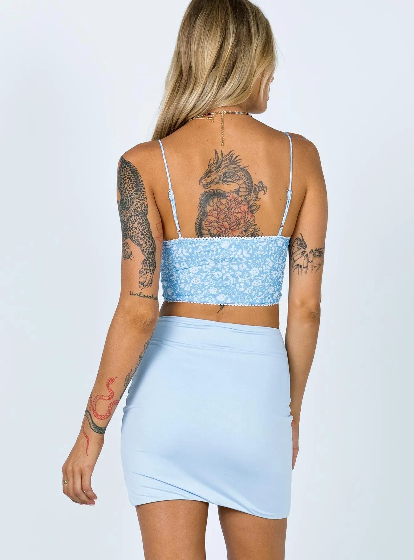 Freya Mini Skirt Blue Layered Design