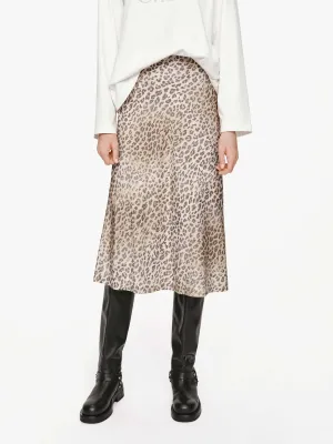 Built In Shorts Fresh Texture Leopard Print Silk Skirt