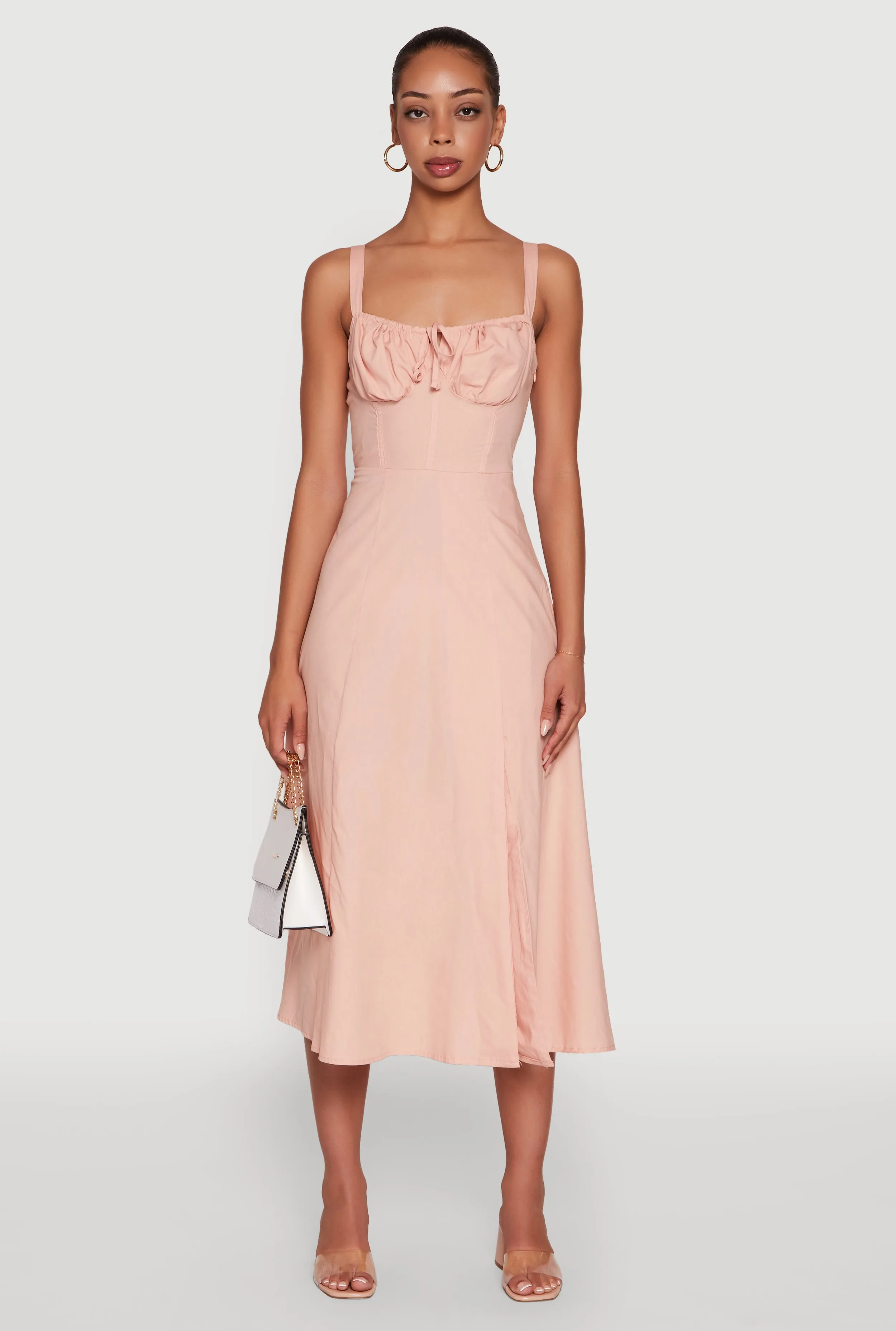 Chiffon Air Smart Outfit Haute Monde Sleeveless Lace Up Corset Dress with Side Slit