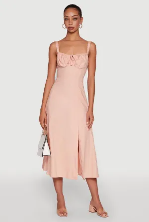 trendy details Haute Monde Sleeveless Lace Up Corset Dress with Side Slit