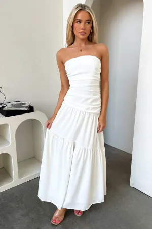 Charlotte Strapless Maxi Dress - White Bronze Tone