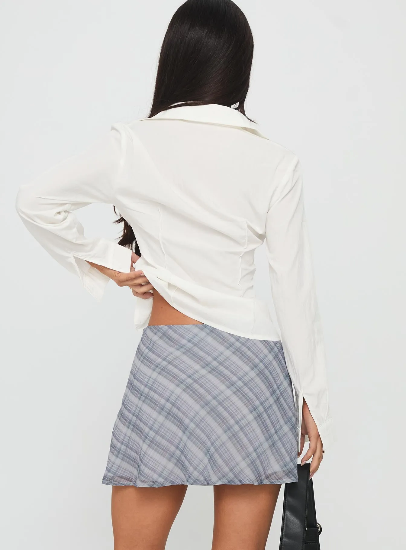 Feed The Soul Mini Skirt Grey Multi Contoured Waist