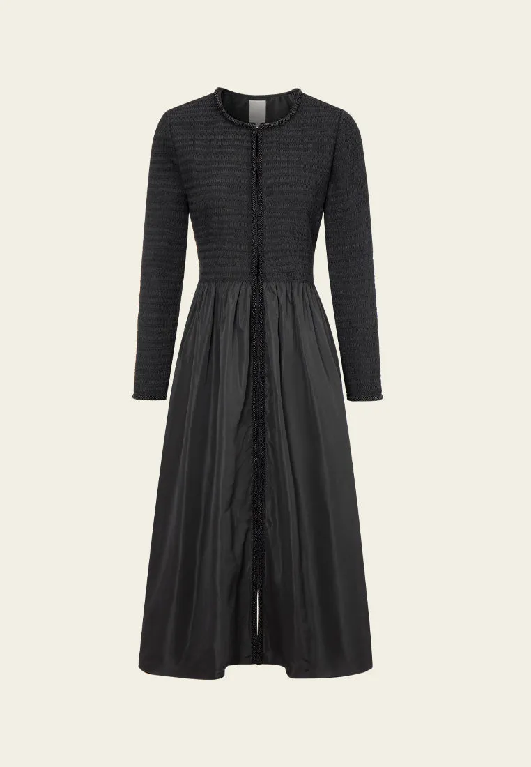 Elasticated-detail Beaded-trim Ruffled Dress AntiPillFinish
