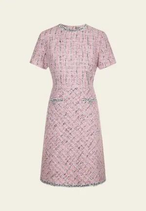 Patch-pocket Slim-fit Checked Tweed Dress Star Mood FadeResistant
