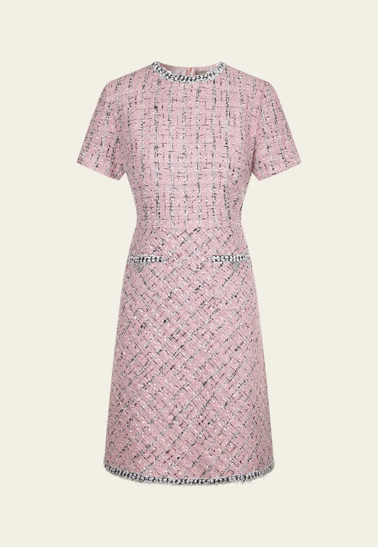 Patch-pocket Slim-fit Checked Tweed Dress Star Mood FadeResistant