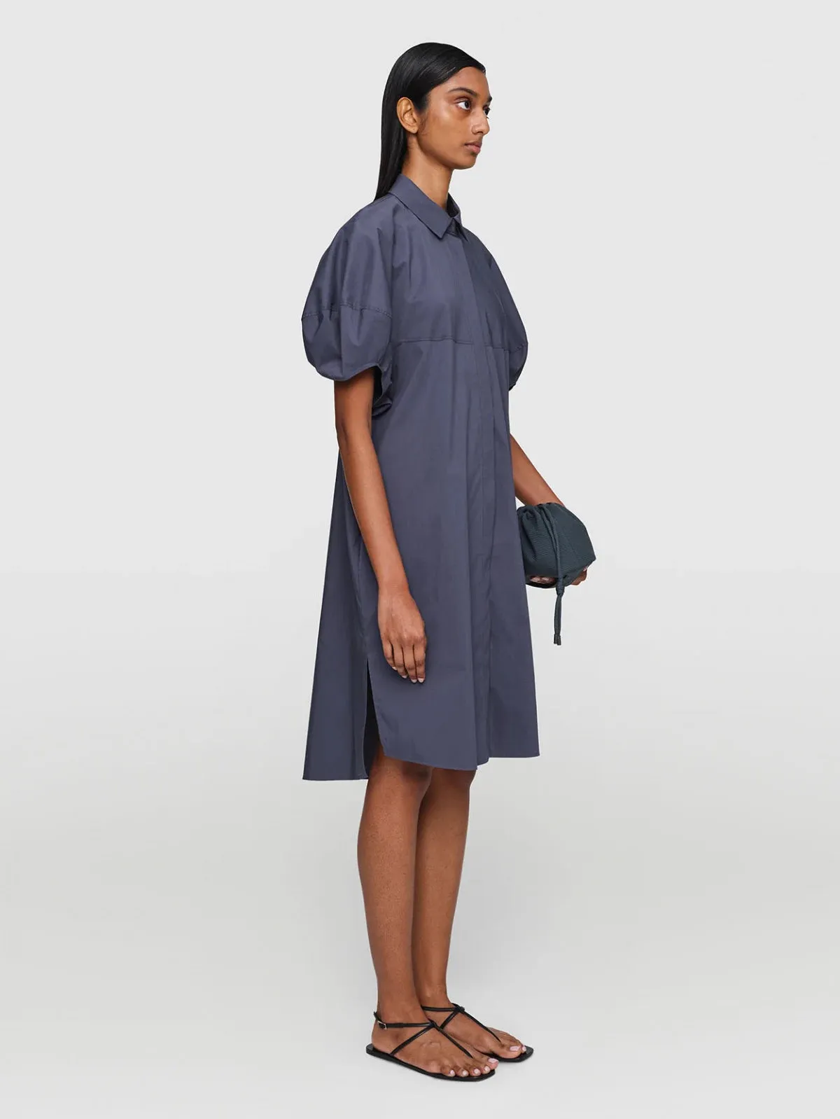 Slate Organic Cotton Poplin Dress SnagFree Surface Opaque Tone