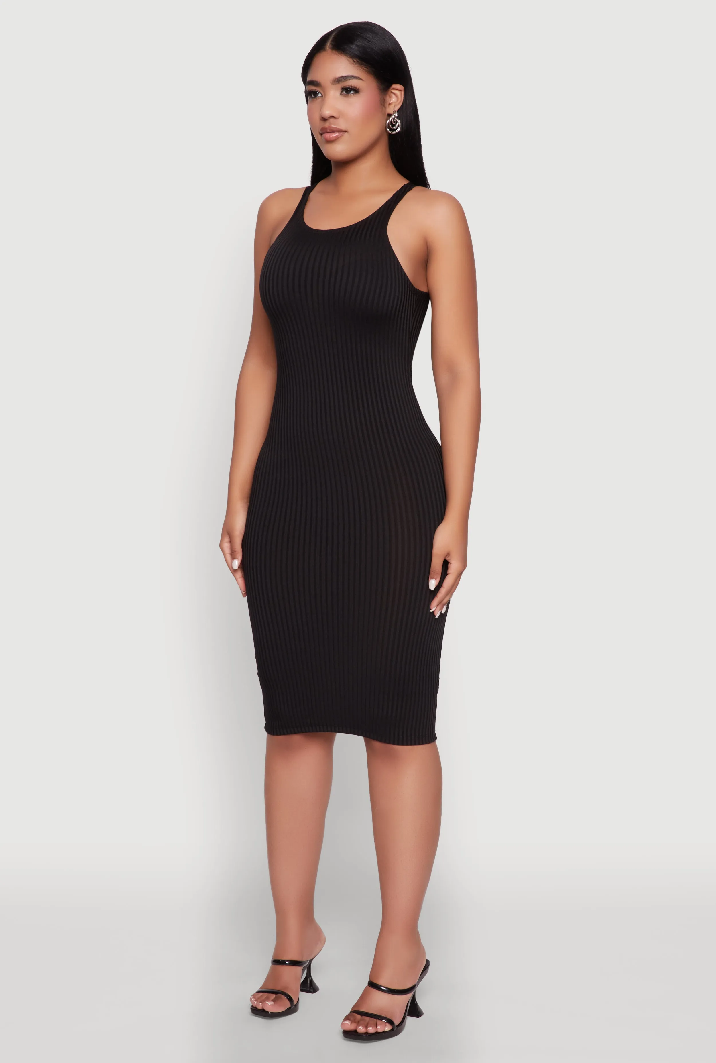 Rib Knit Tank Midi Dress Midi dress with waist tie Elegant semi-formal gown