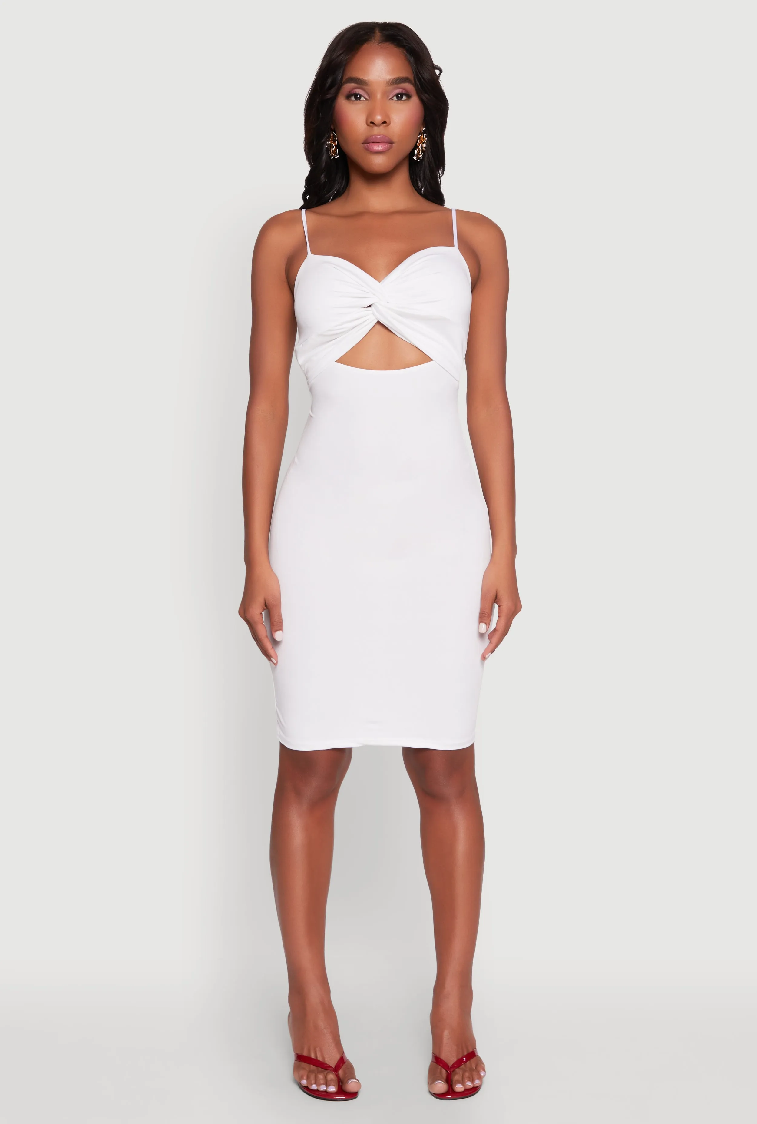 Casual Wear Moon Beam Twist Front Cut Out Dress