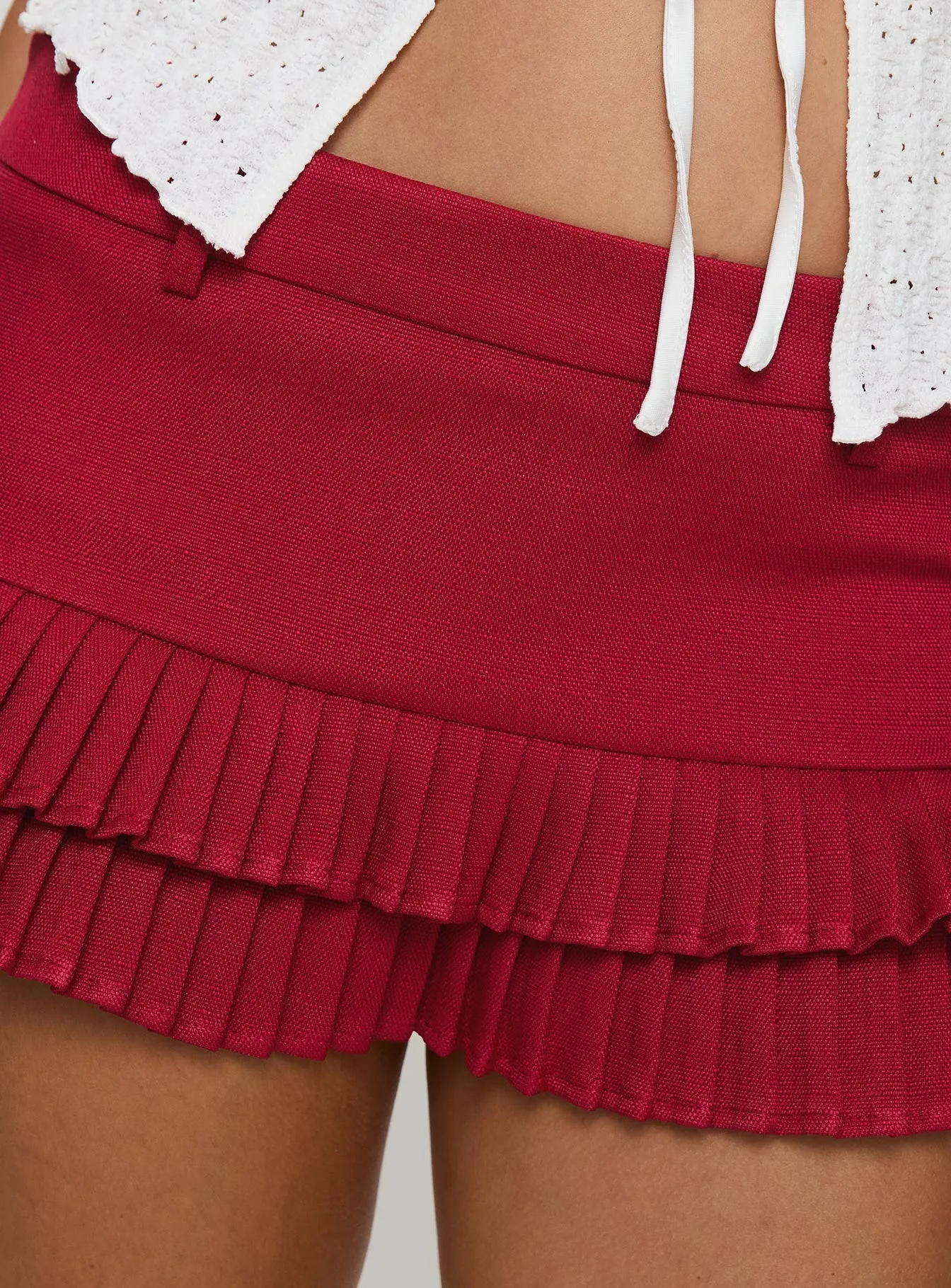 Deei Double Ruffle Mini Skort Poppy Red Eco Friendly Innovative Fabric
