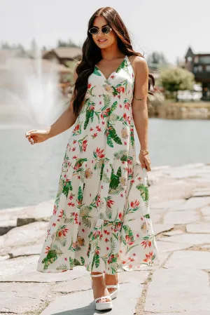 Net Glow Olive Grove Flourish Club Sleeveless Floral Maxi Dress (Ivory/Multi)