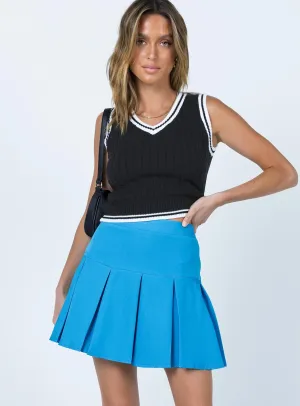 Embossed Detail Anti Static Lining Aidy Mini Pleat Skirt Blue