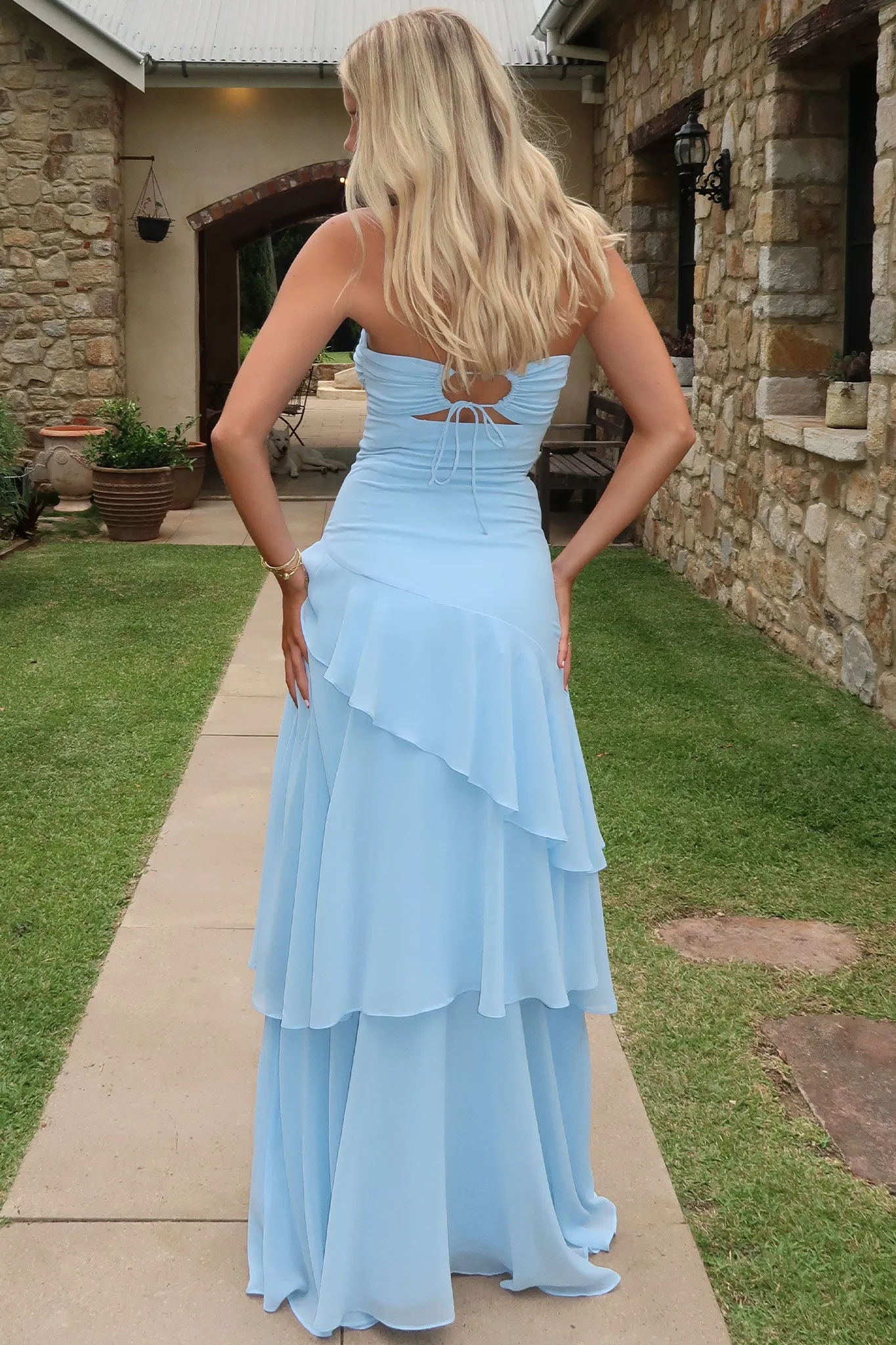 Gretta Strapless Maxi Dress - Blue With its comfortable fit this dress is perfect for all-day wear while maintaining an elegant appearance