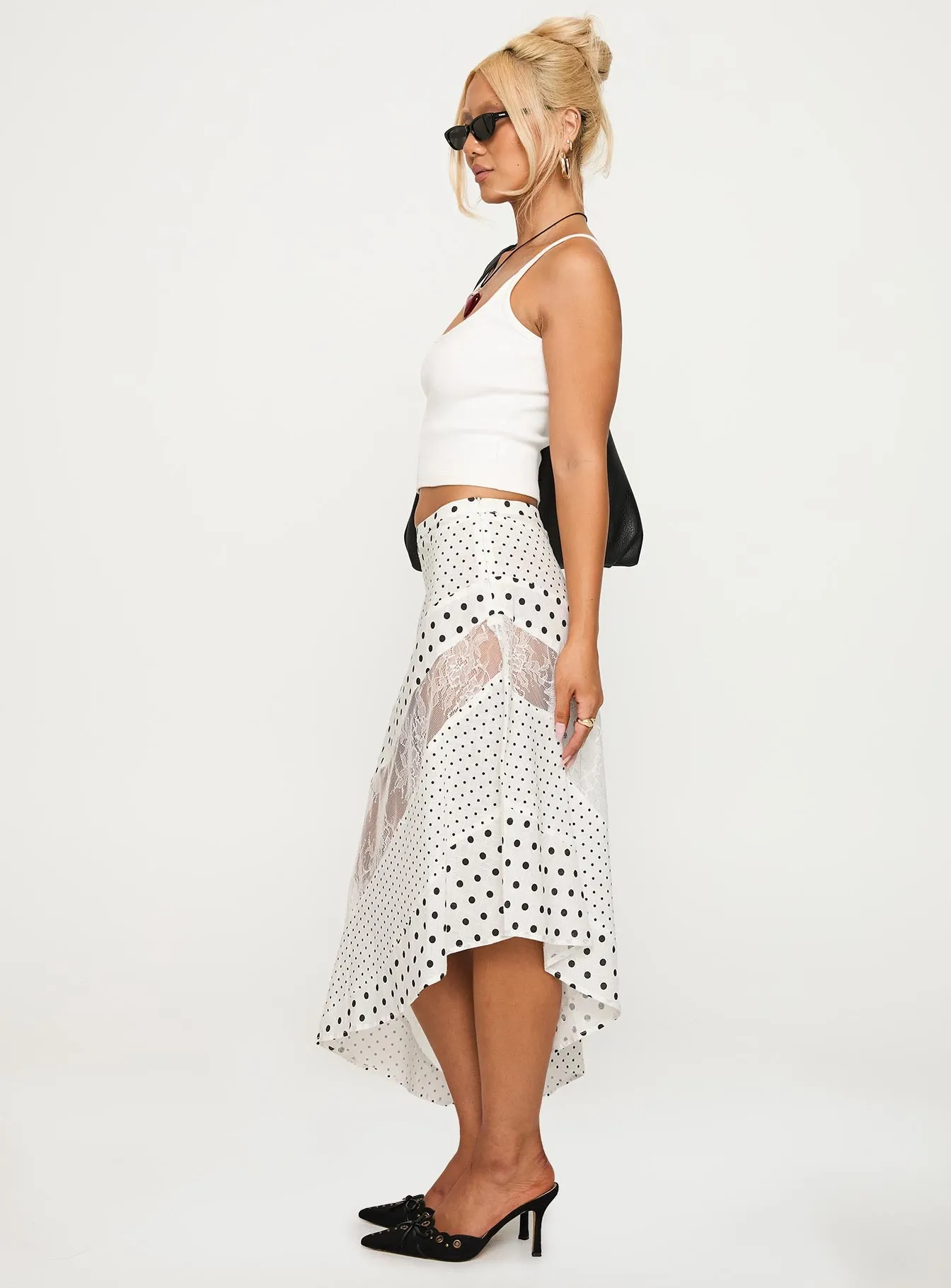 Rennar Maxi Skirt White / Polka Dot Sleek Outfit Minimal Style