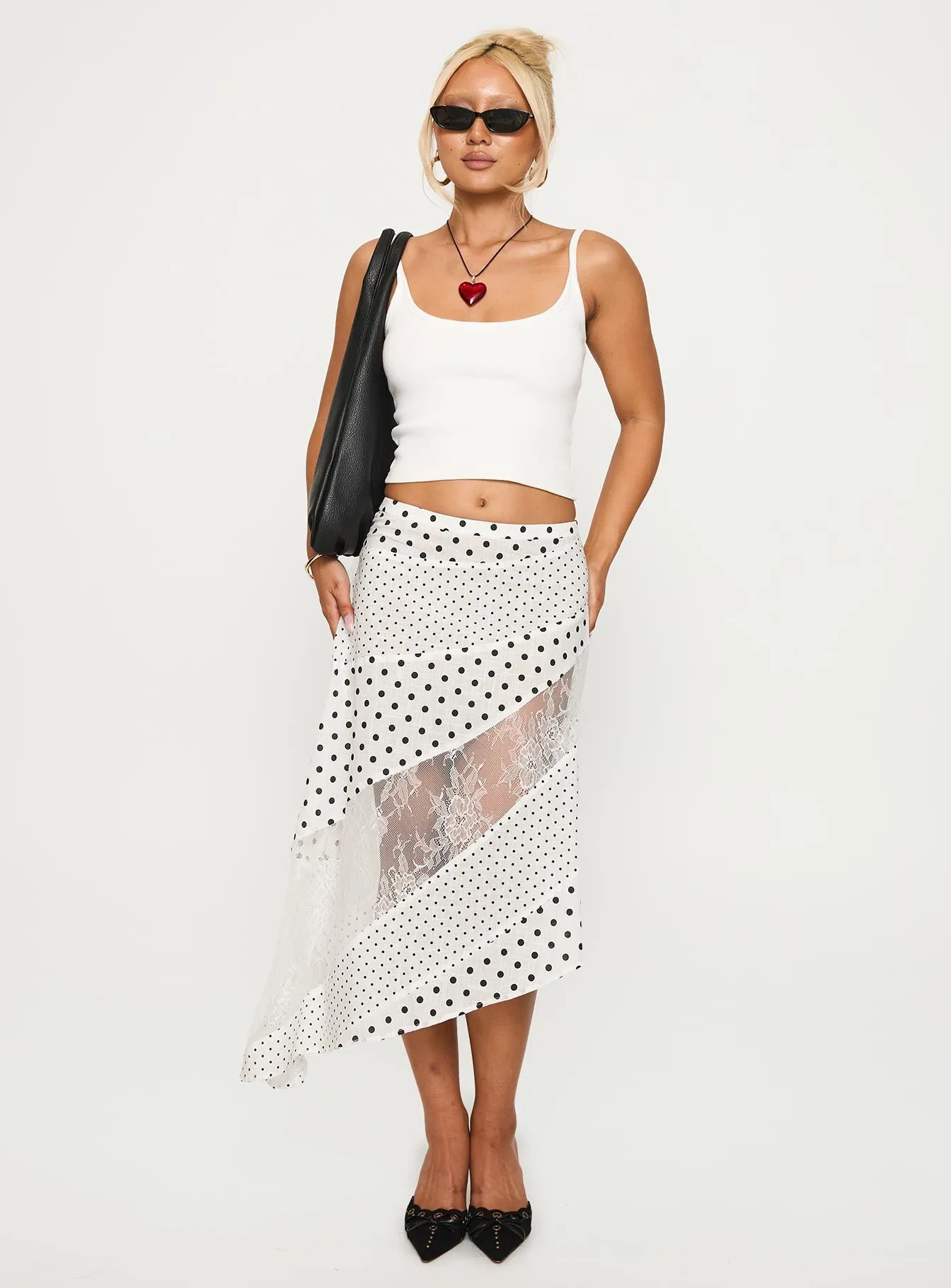 Rennar Maxi Skirt White / Polka Dot Simple Fit