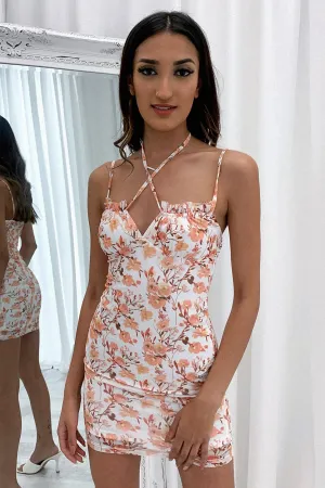 Fun Warm Summer-ready mini dress Addy Dress - Orange Floral