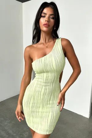 Trami One Shoulder Mini Dress - Green Club Star Reinforced Stitching