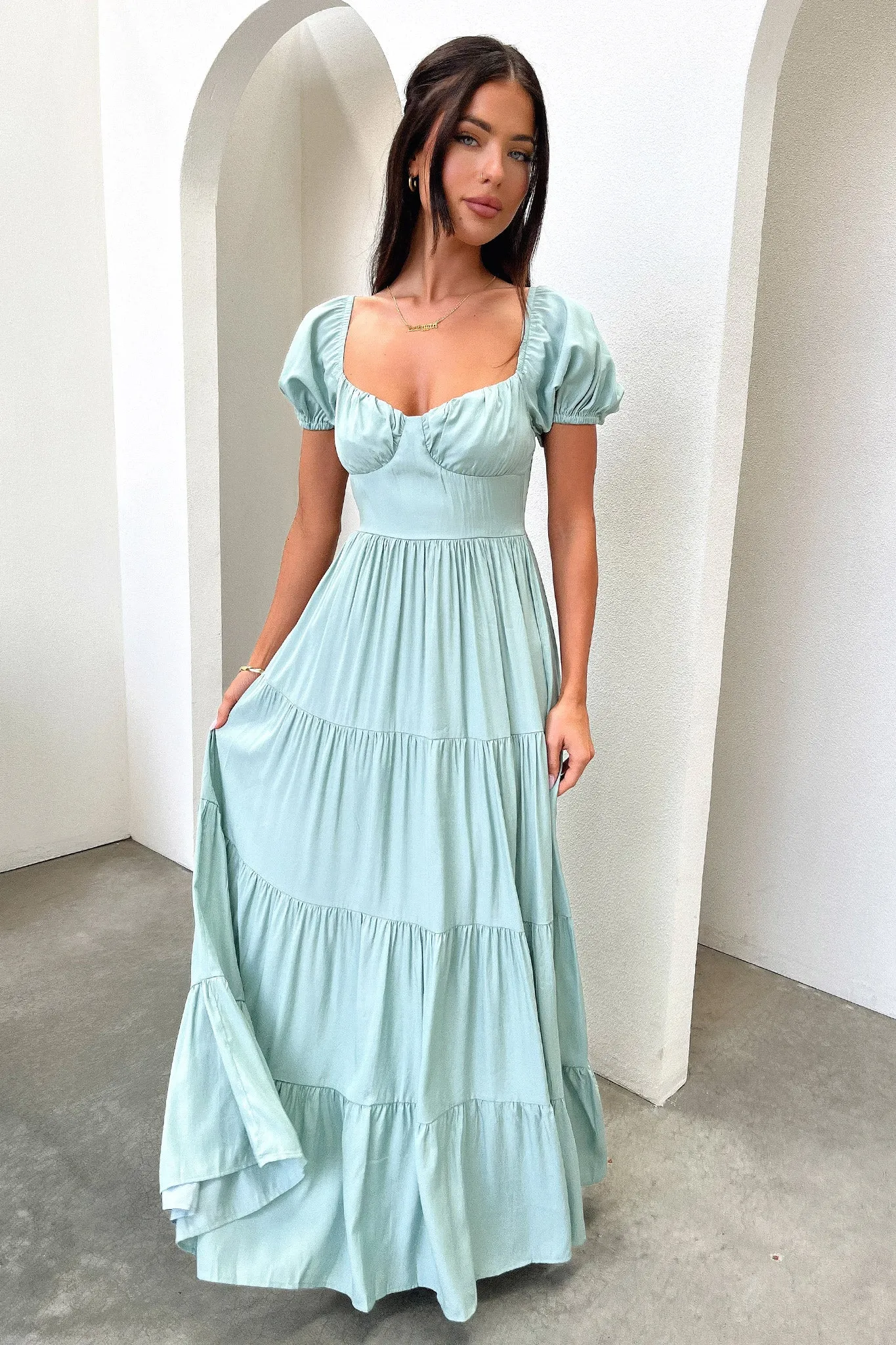 Levona Maxi Dress - Sage Night Breeze Effortless vacation dress