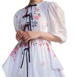 Moon Cool White Floral Blocks Geraldine Colour Block Printed Dress