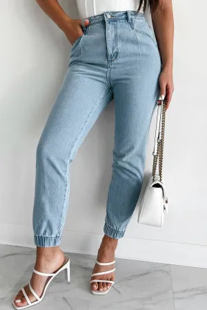 Edison Elastic Cuff Jogger Jeans (Light Denim) Modern Casual