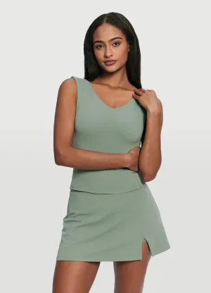 Quick - Response Taped Seams Open Back V-Neck Top