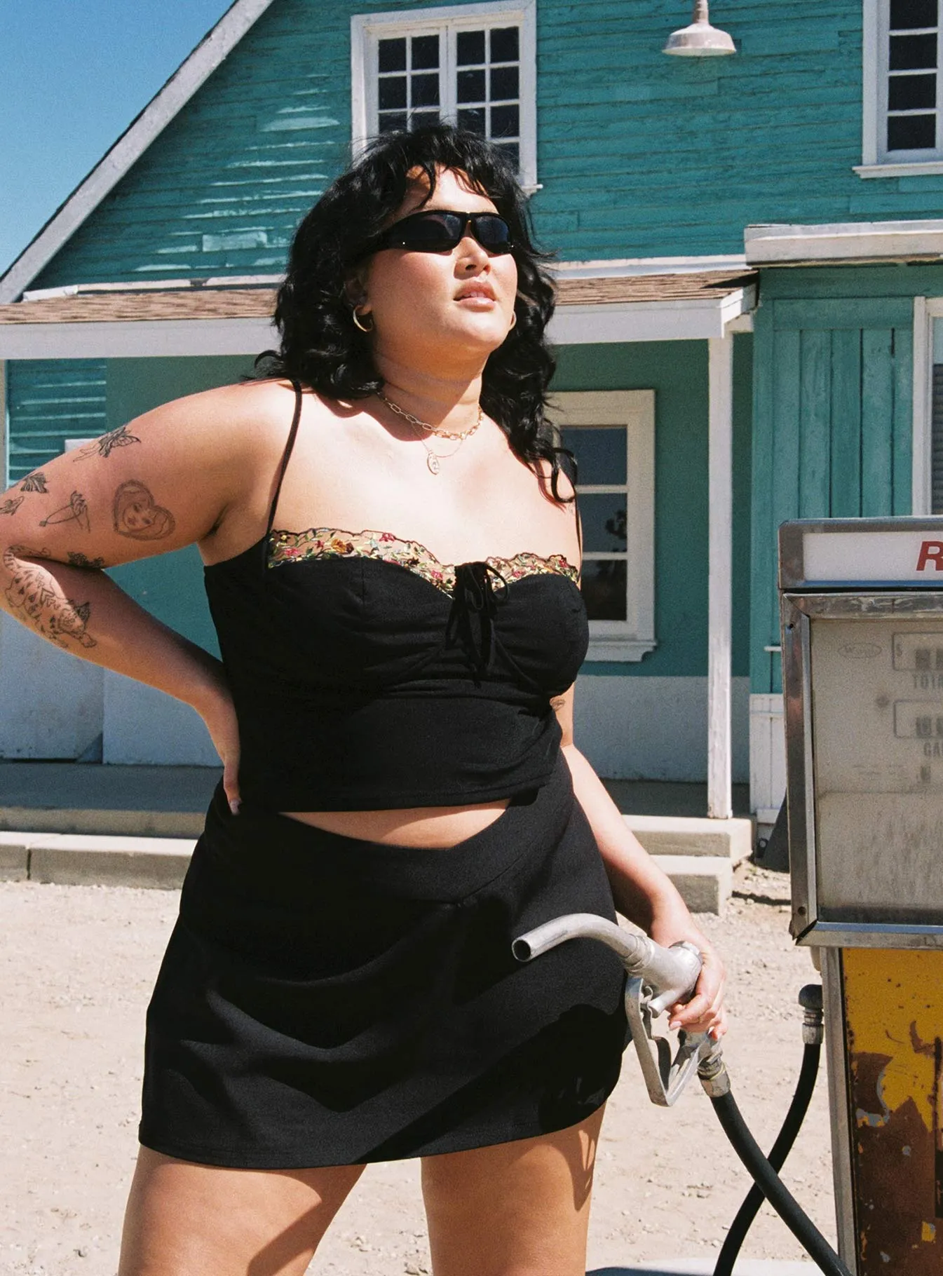 Ankle length Cool Details Easton V Front Mini Skirt Black Curve