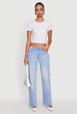 Cool Silhouette Heavy Duty Zipper Mechanism VIP Whiskered Stretch Straight Leg Jeans