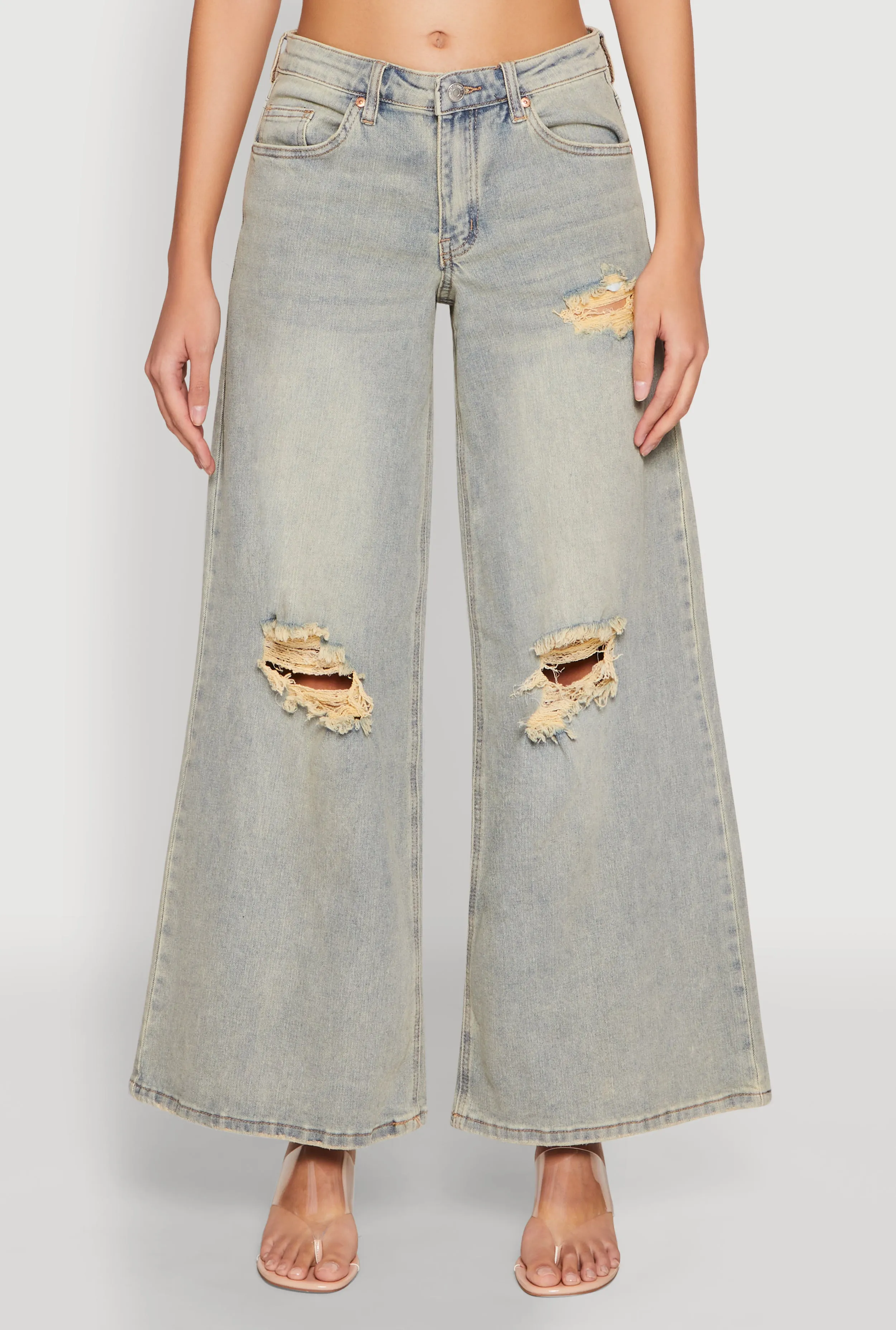 Affordable Outdoor Adventure Artist Vibe Straight Leg Design Almost Famous Distressed Wide Leg Jeans
