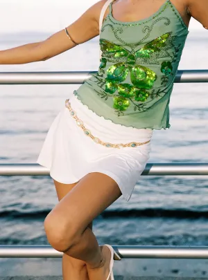 premium fabric Durable Stitching Girlie Mini Skirt White
