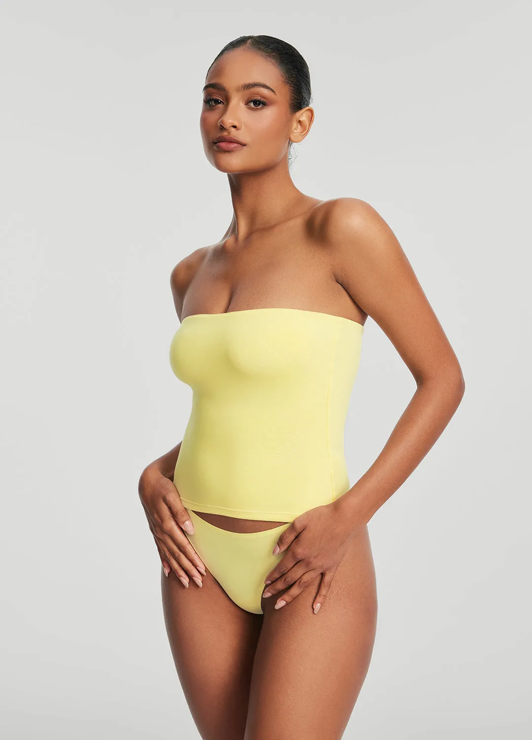 Seamless Full-Length Tube Top AntiSnagYarnProcessing Reinforced Shoulder Panels