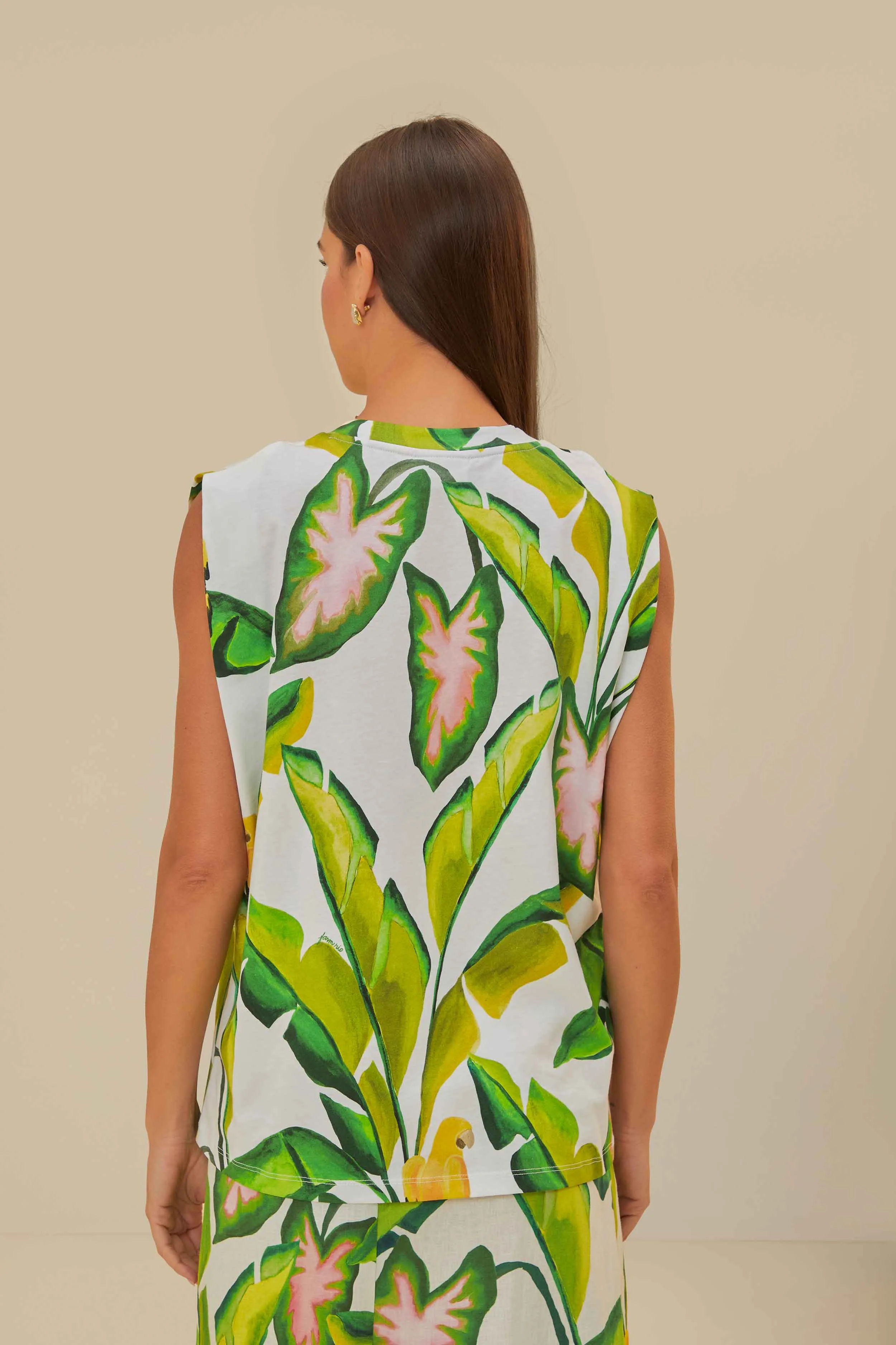 Off-White Summer Foliage T-Shirt MatteFinishTexture Stage Feel