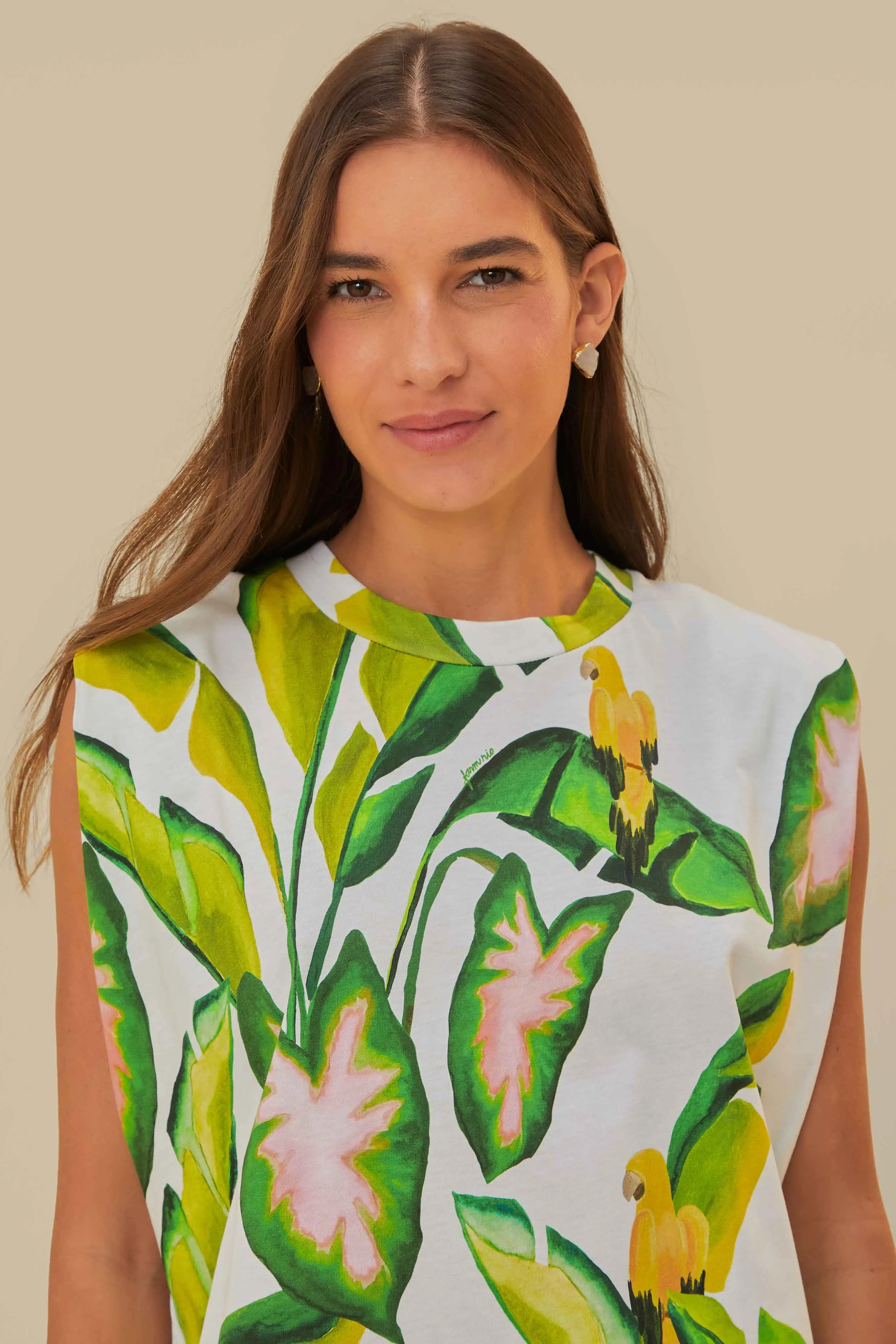Breathable Lamination Soft Inner Lining Off-White Summer Foliage T-Shirt