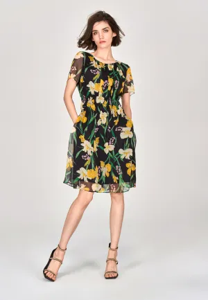 Crystal Soul Feather Glow Summer Floral Chiffon Dress