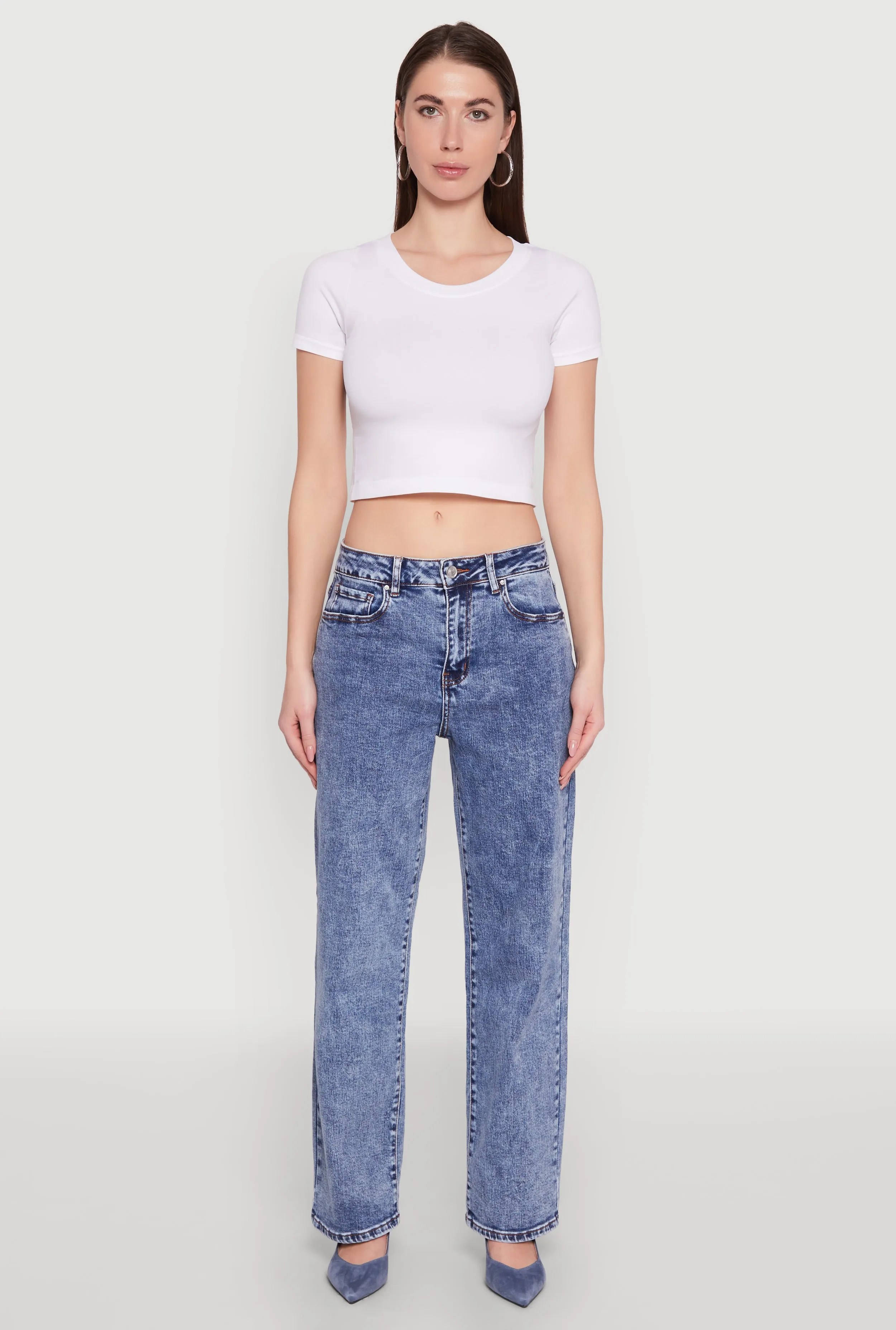 WAX Acid Wash Straight Leg Jeans Unisex Wear Artist Vibe