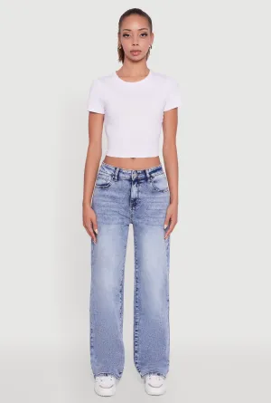 Acid Wash Mid Rise Straight Leg Jeans Staple Piece