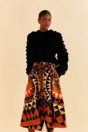 Black Heart Deco Button Down Midi Skirt Layered Style