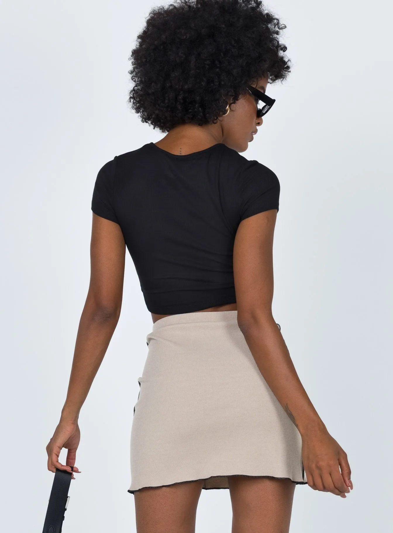 Nelle Mini Skirt Beige Simple Styling