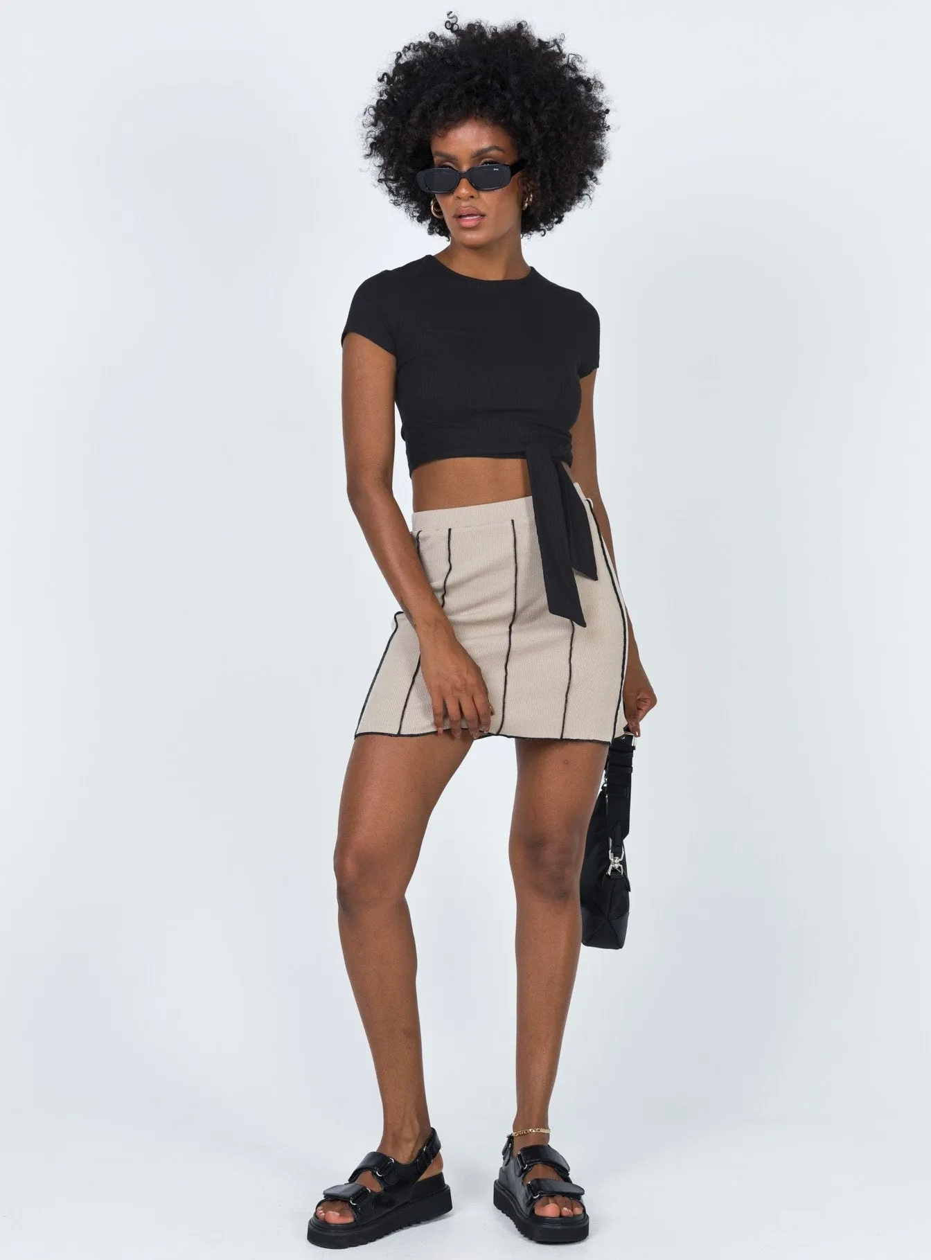 Nelle Mini Skirt Beige Comfy Fit Year Round Style