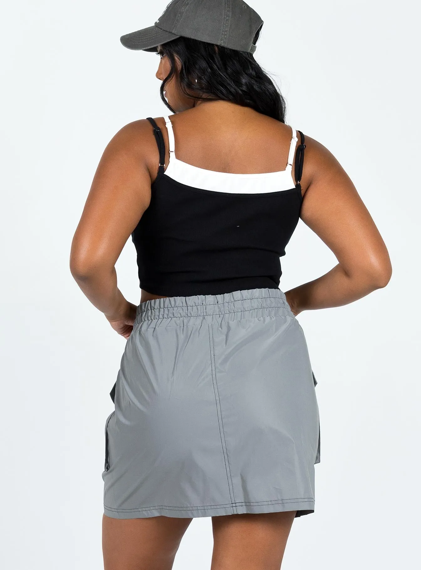 Bold Statement Athleisure Inspired Leyana Cargo Mini Skirt Grey