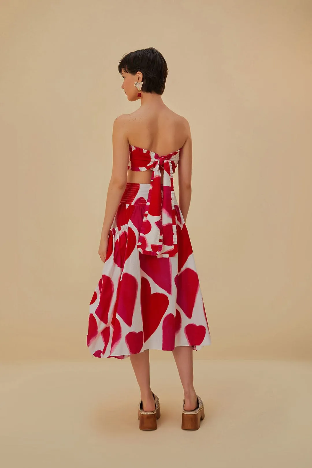Off-White Painted Hearts Midi Skirt beaded embellishment Simple Fashion