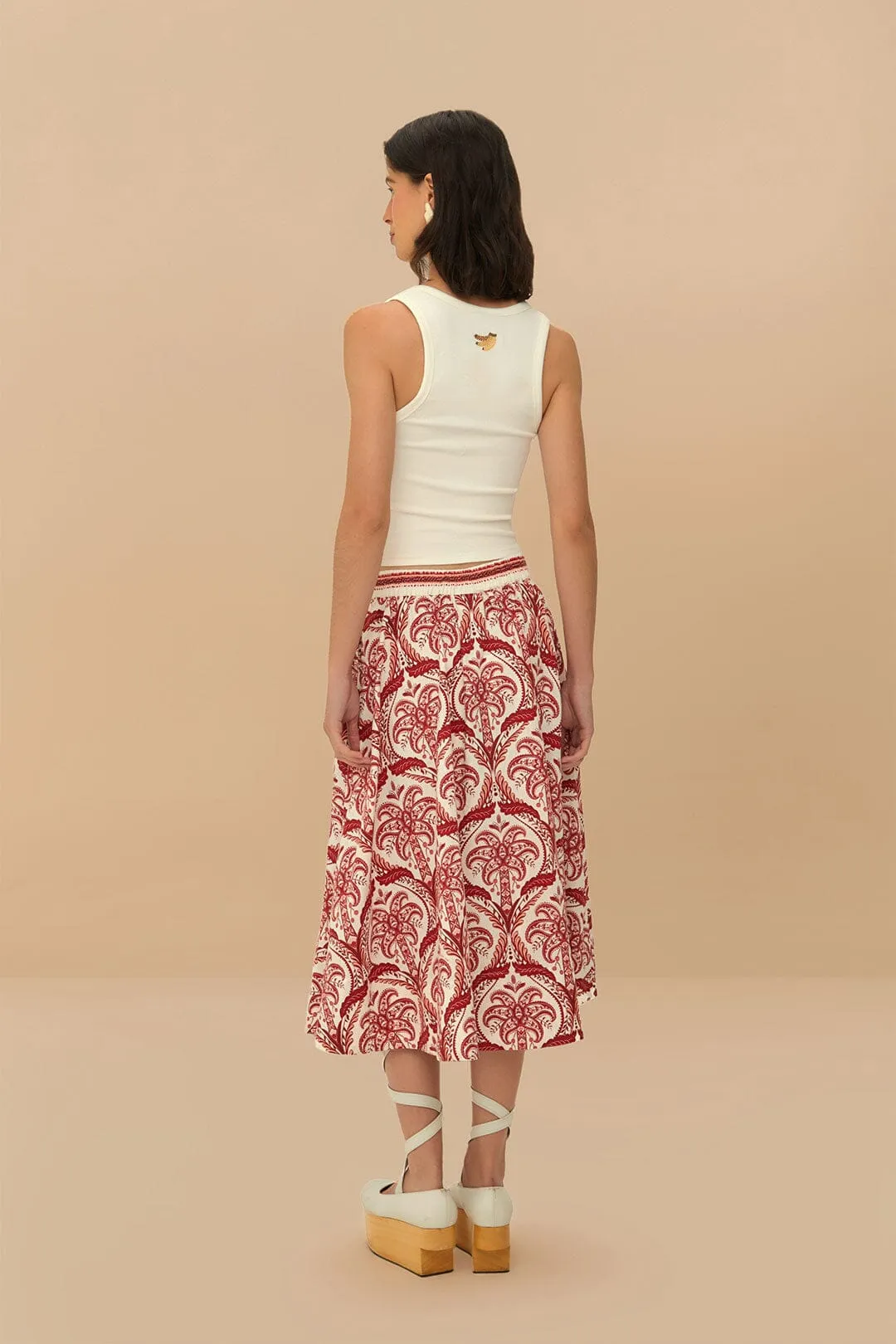Off-White Tropical Cameo LENZING? ECOVERO? Euroflax? Midi Skirt Chic casual Quick Wear