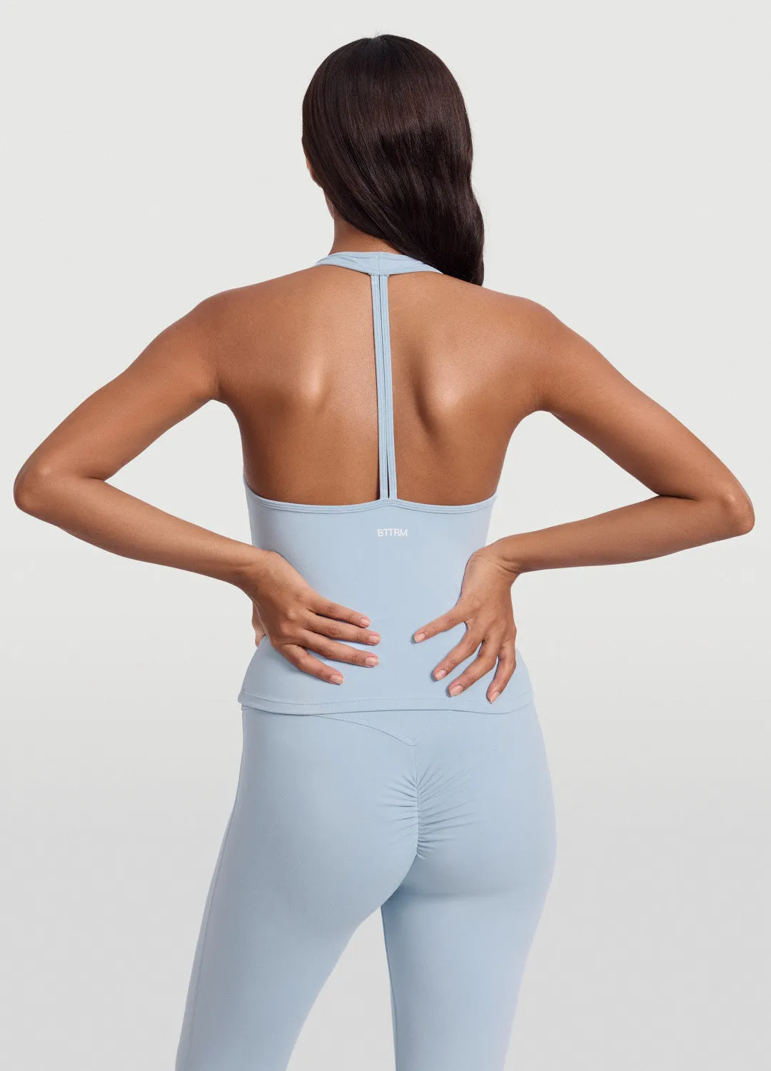 Powerful Raglan Sleeve Open Back Halter Tank Top