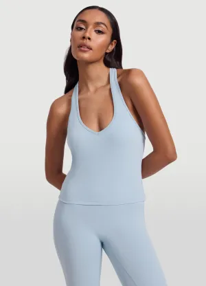 operators Flexible Mobility Design Open Back Halter Tank Top
