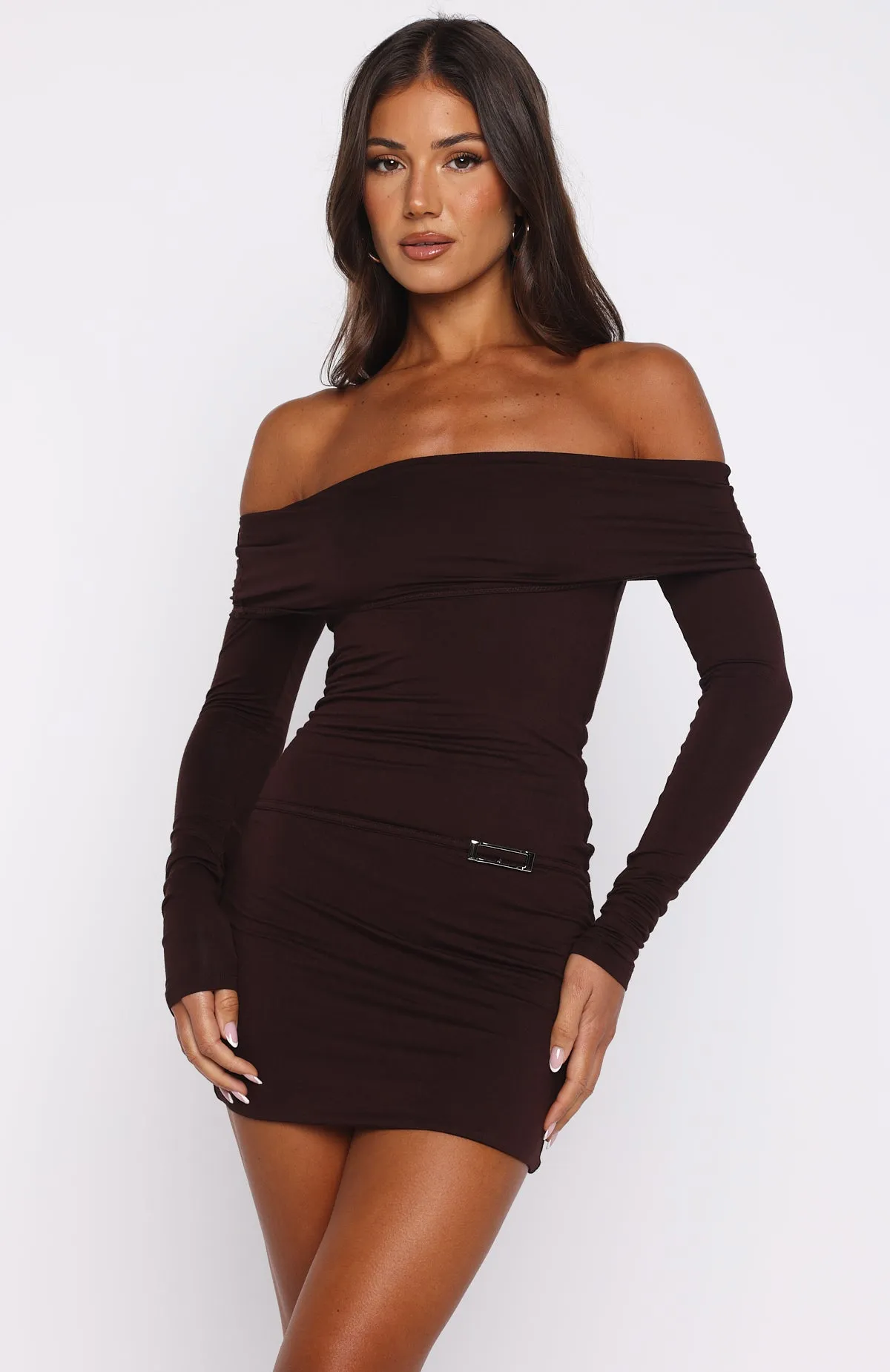 Show Me How Mini Dress Chocolate SnagFree Surface SlipResistantWaistband